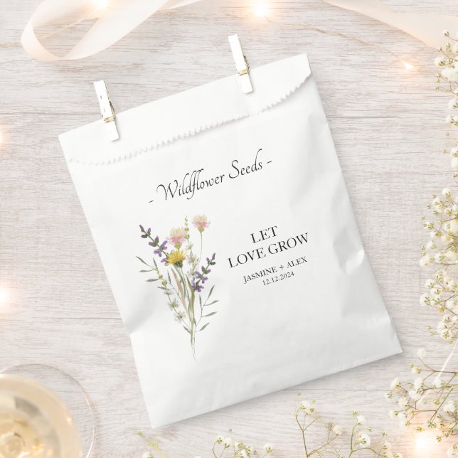 Let Love Grow Wildflower Seed Wedding Favor Bag (Clipped)