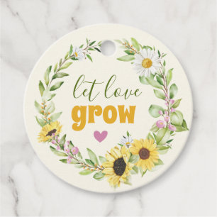 Let Love Grow Wildflower Sunflower Wedding Shower Favor Tags