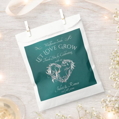 Let Love Grow Wildflowers - Teal Favor Bag