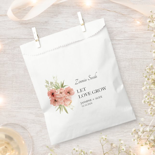 Let Love Grow Zinnia Seed Wedding Favor Bag (Clipped)