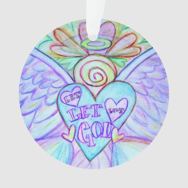 Let Love, Let God Angel Art Holiday Ornament (Front)