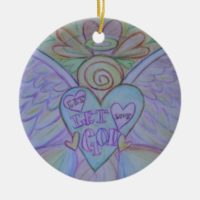 Let Love, Let God Angel Art Holiday Ornament (Front)