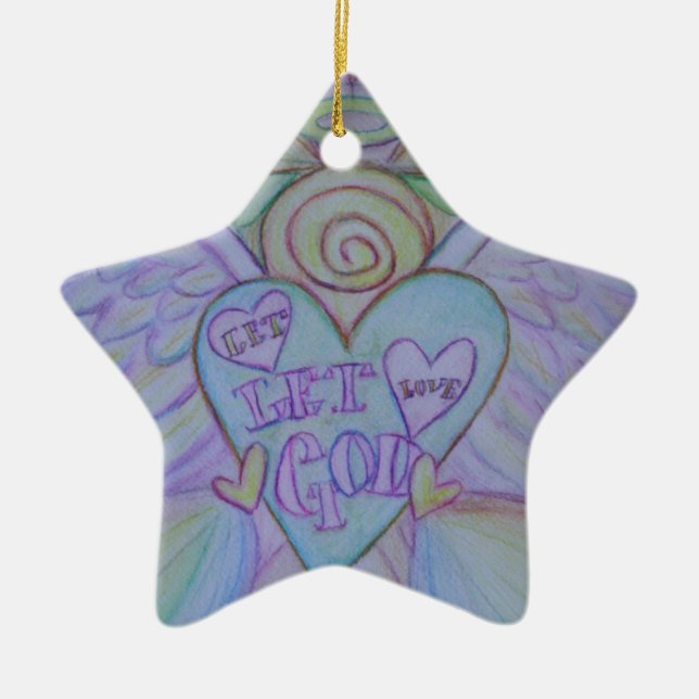 Let Love, Let God Angel Art Holiday Ornament (Front)