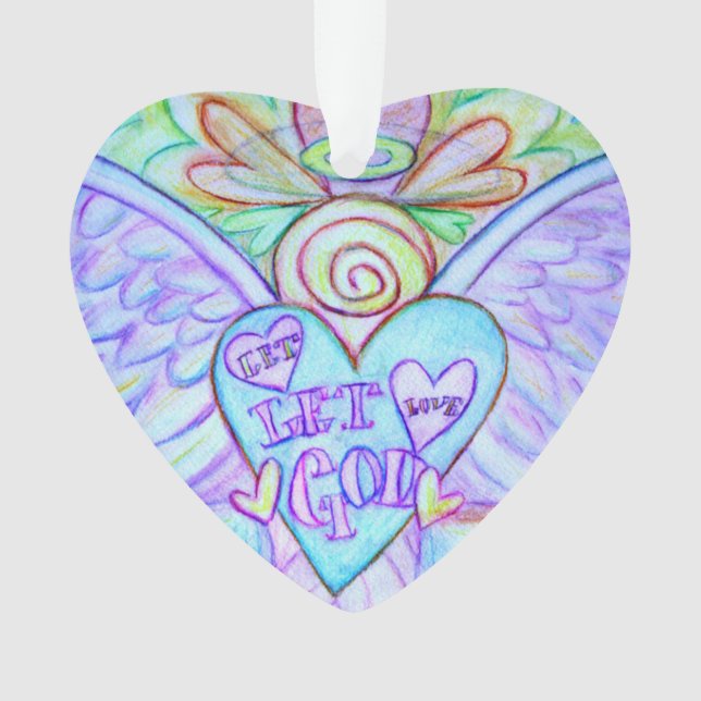 Let Love, Let God Angel Art Holiday Ornament (Front)