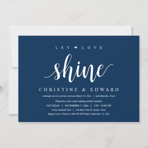 Let Love Shine Modern Post Wedding Elopement Invi Invitation