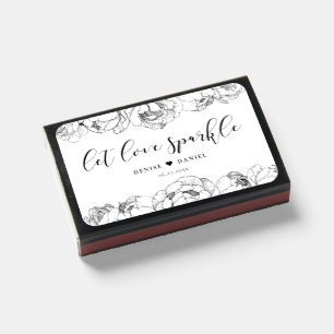 Let love sparkle Black & white peonies elegant Matchboxes
