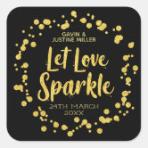 Wedding Save Date Gold Glitter Confetti Blush Rose Classic Round Sticker -  #savethedate #wedding #love #card …
