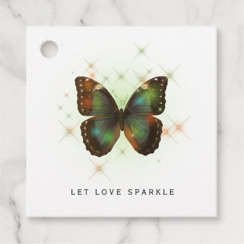 Let Love Sparkle Butterfly and Lace Wedding Favor Tags