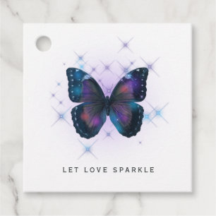 Let Love Sparkle Butterfly and Lace Wedding Favor Tags