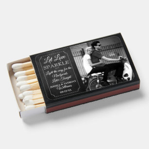 Let Love Sparkle Chalkboard Wedding Photo Matchboxes
