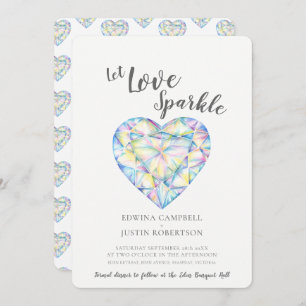 Let love sparkle diamond watercolor invitation