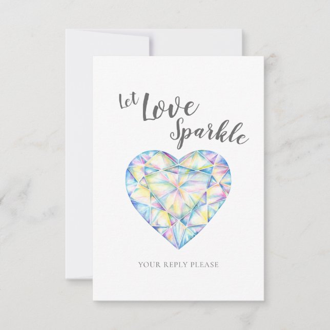Let love sparkle Diamond Wedding watercolor RSVP Card (Front)