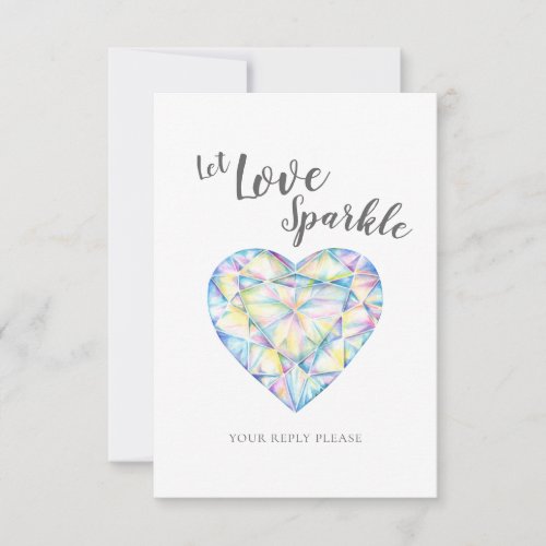 Let love sparkle Diamond Wedding watercolor RSVP Card