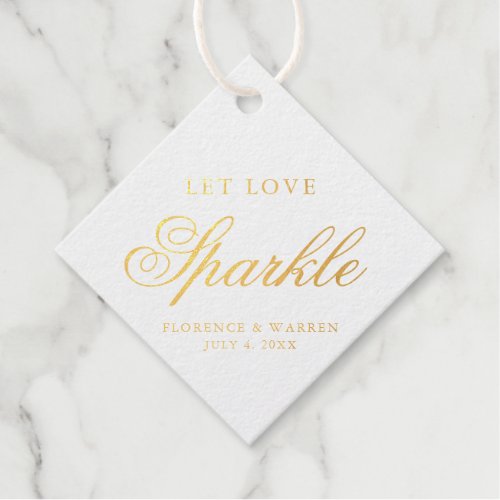 Let Love Sparkle Elegant Gold Foil Wedding Foil Favor Tags