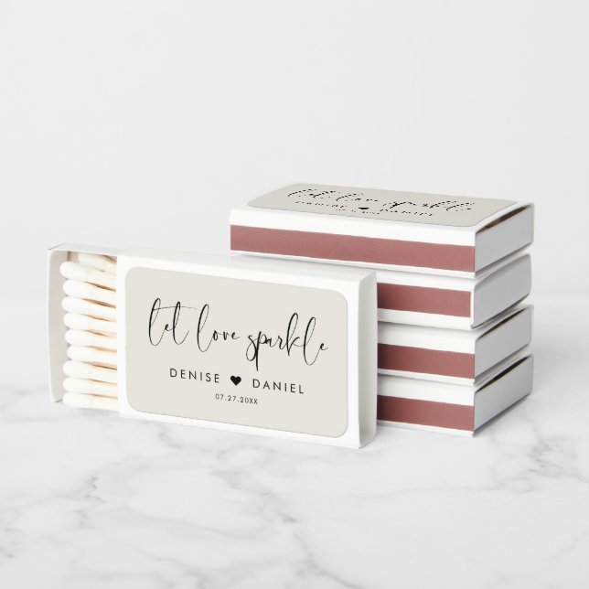 Let love sparkle Elegant & modern sage green Matchboxes (Stacked)