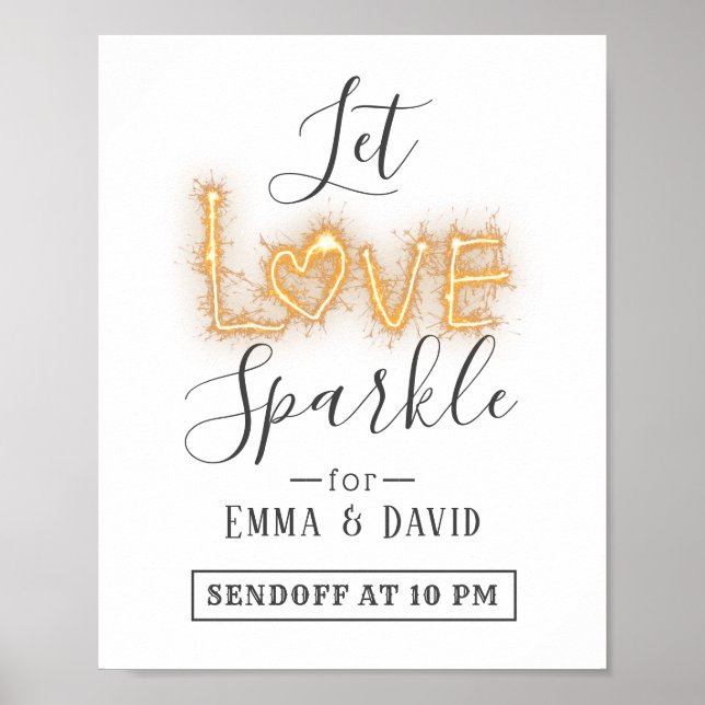Let Love Sparkle Elegant Send Off Wedding Sign (Front)