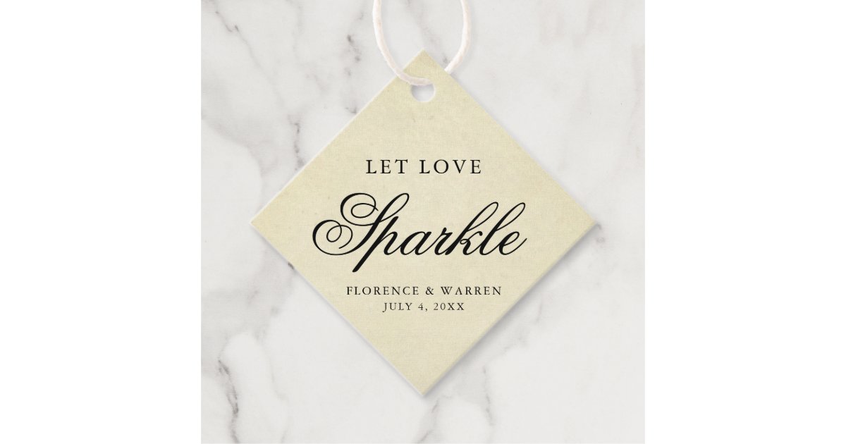 Let Love Sparkle Elegant Vintage Paper Wedding Favor Tags | Zazzle