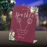 Let Love Sparkle Floral Burgundy Wedding Pedestal Sign
