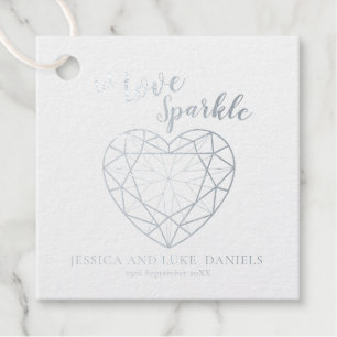 Let love sparkle gemstone outline wedding or event foil favor tags