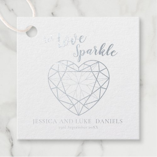 Let love sparkle gemstone outline wedding or event foil favor tags