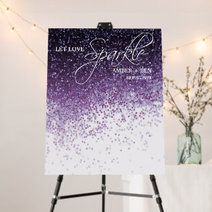 Let Love Sparkle Glitter Purple Confetti Wedding Foam Board