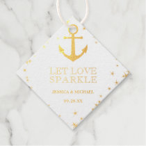 Let Love Sparkle Gold Anchor Beach Wedding Foil Favor Tags