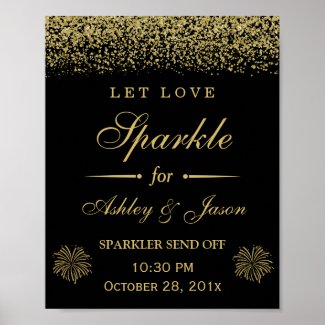 Let Love Sparkle Gold Glitter Wedding Sign