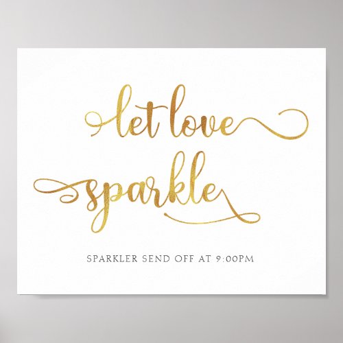 Let love sparkle gold sparkler Wedding Sign