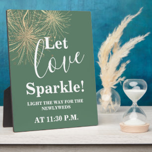 Let love Sparkle Green wedding sign  tabletop  Plaque