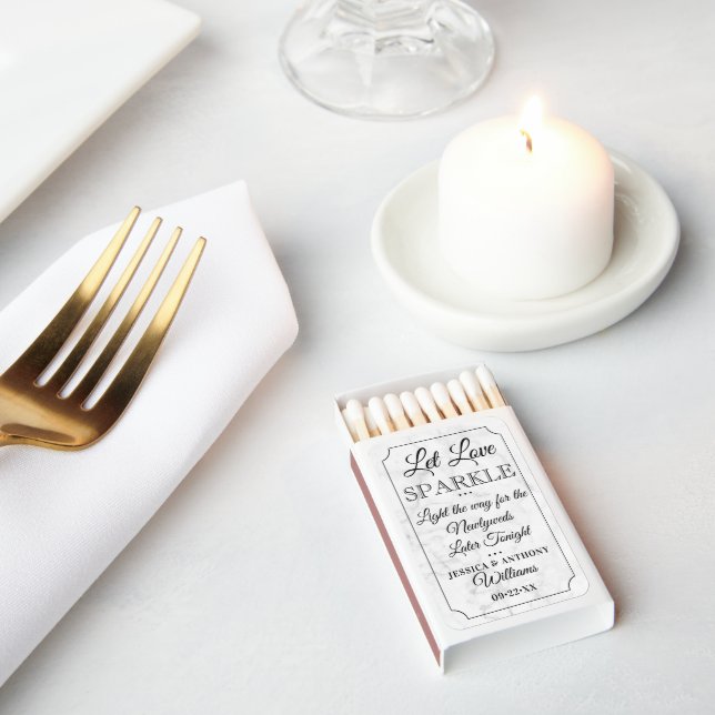 Let Love Sparkle Marble Wedding Sparkler Sendoff Matchboxes (Insitu)