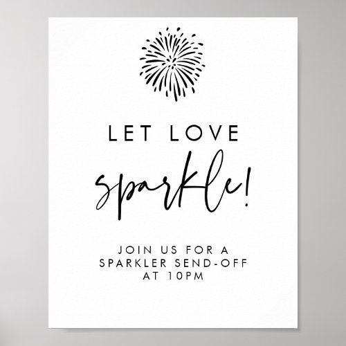 Let Love Sparkle Modern Black Calligraphy Wedding Poster