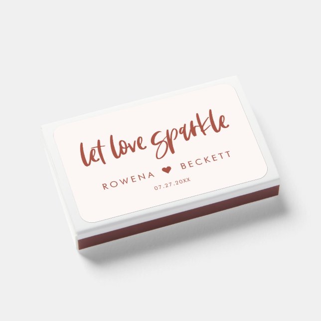 Let love sparkle Modern elegant snow pink Matchboxes (Front Closed)