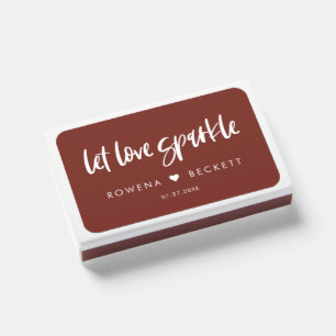 Let love sparkle Modern elegant terracotta wedding Matchboxes