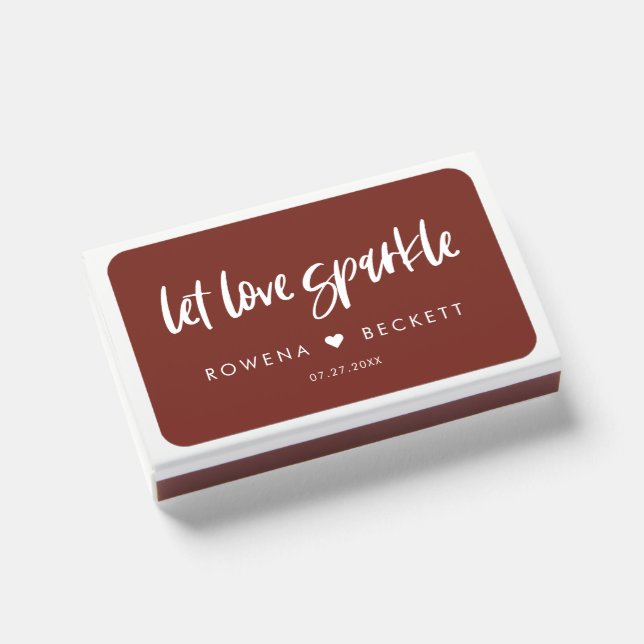 Let love sparkle Modern elegant terracotta wedding Matchboxes (Front Closed)