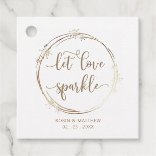 Let Love Sparkle, Modern Gold and White Favor Tags