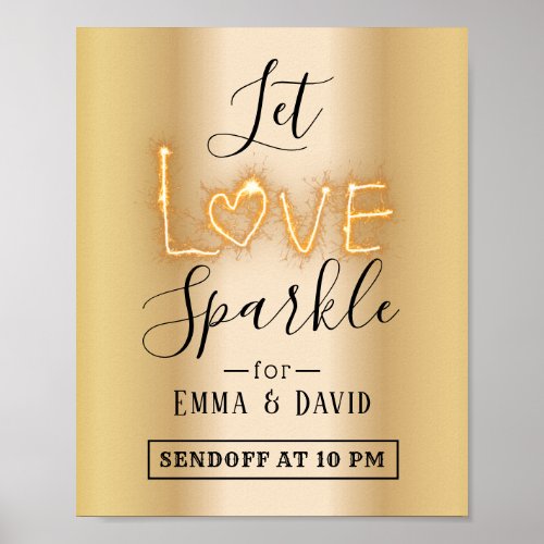 Let Love Sparkle Modern Gold Send Off Wedding Sign