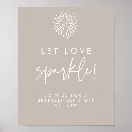 Let Love Sparkle Modern Taupe Calligraphy Wedding  Poster