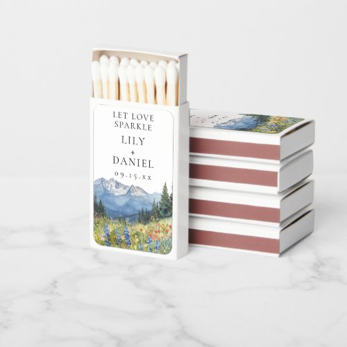 Let Love Sparkle Mountain Wildflowers Wedding Matchboxes