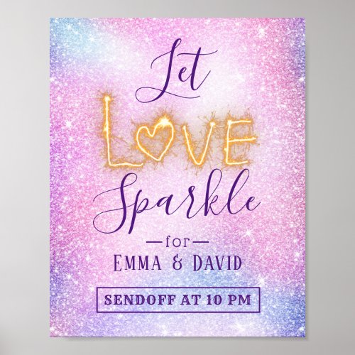 Let Love Sparkle Pastel Glitter Send Off Wedding Poster