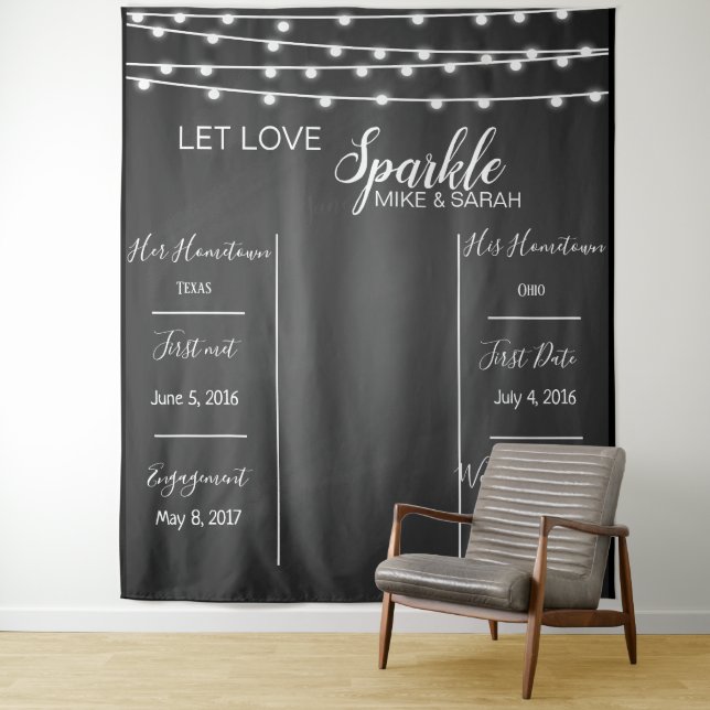 Let love sparkle photo Booth banner Tapestry (In Situ)