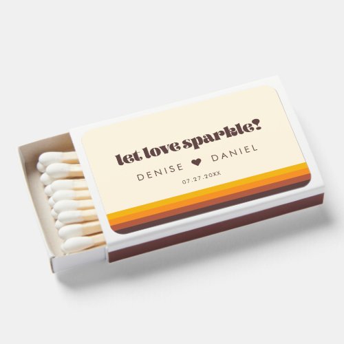 Let love sparkle Retro 60s vintage colors wedding Matchboxes