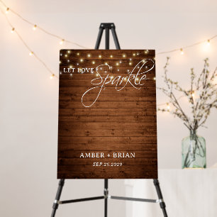 Let Love Sparkle Rustic Barn Wood String Lights Foam Board