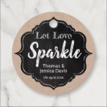 Let Love Sparkle Rustic Kraft Chalkboard Wedding Favor Tags<br><div class="desc">If sparklers is what you have your heart set on for the end of your wedding reception then this rustic kraft and chalkboard sticker is a winner! To change the existing name and date to your own simply click "personalize" to get started.</div>