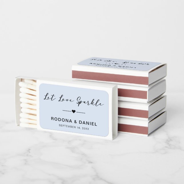 Let Love Sparkle Script Wedding Favor Matchboxes (Stacked)