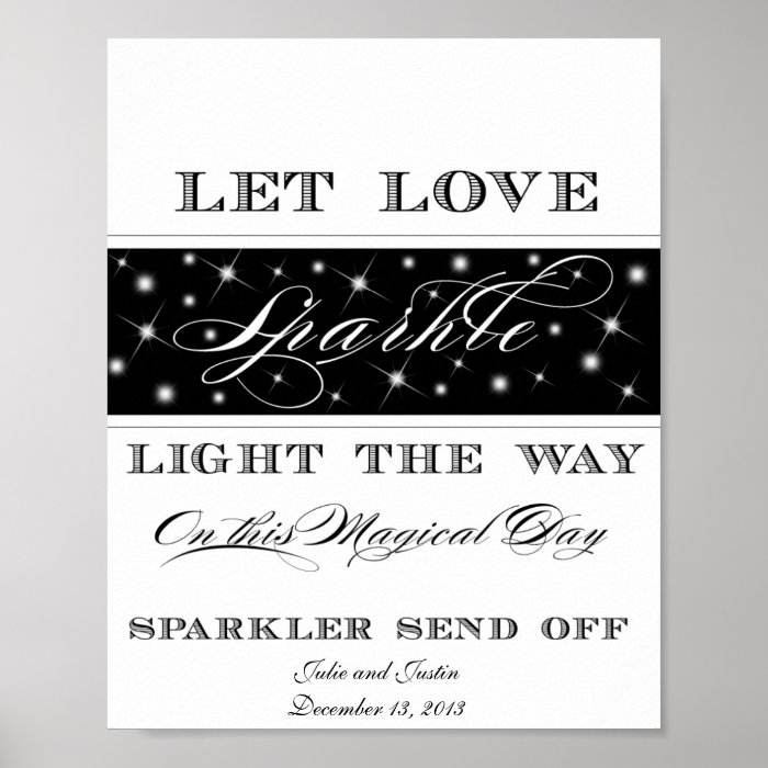 Let Love Sparkle   Sparkler Send Off Sign Posters