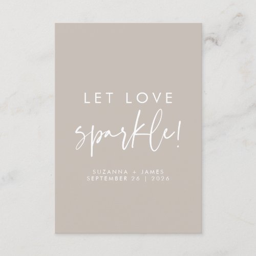 Let Love Sparkle Taupe Wedding Sparkler Tag