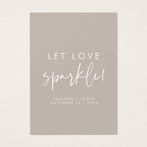 Let Love Sparkle Taupe Wedding Sparkler Tag