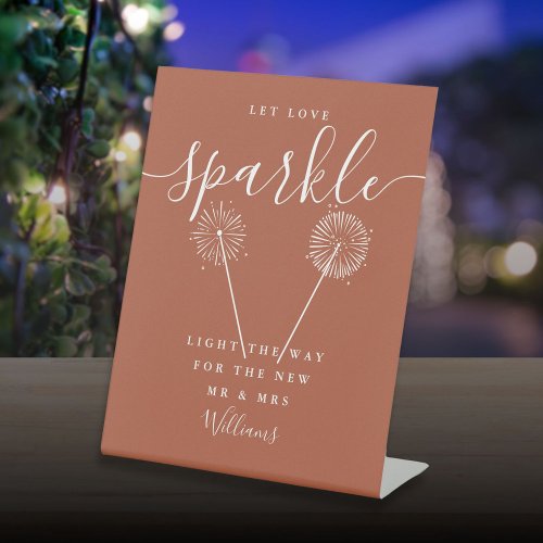 Let Love Sparkle Terracotta Signature Script Pedestal Sign