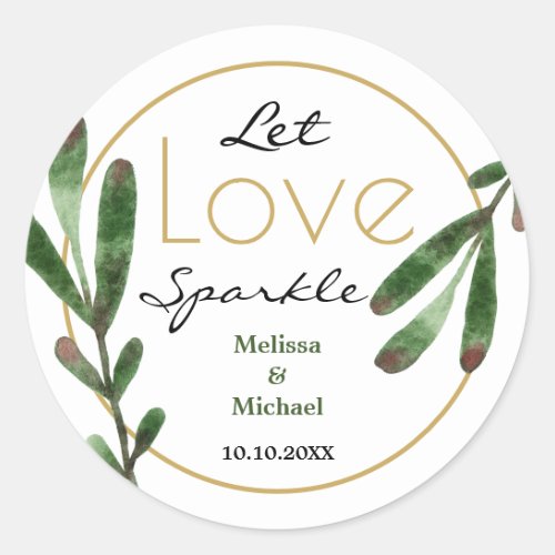 Let Love Sparkle Tropical Wedding Classic Round Sticker