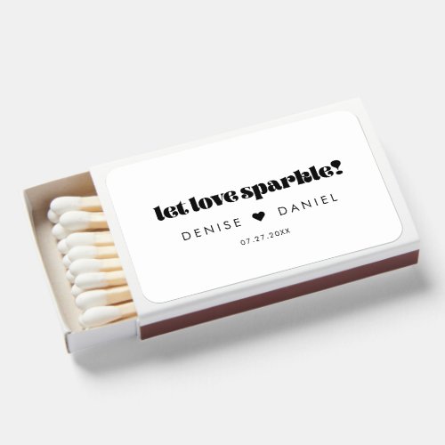 Let love sparkle Vintage retro script wedding Matchboxes